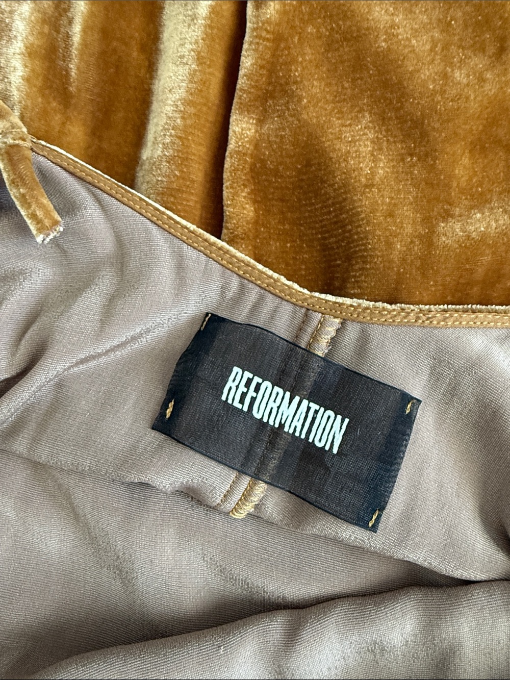 Reformation Gold Velvet Maxi Slip Dress - Picture 6 of 10
